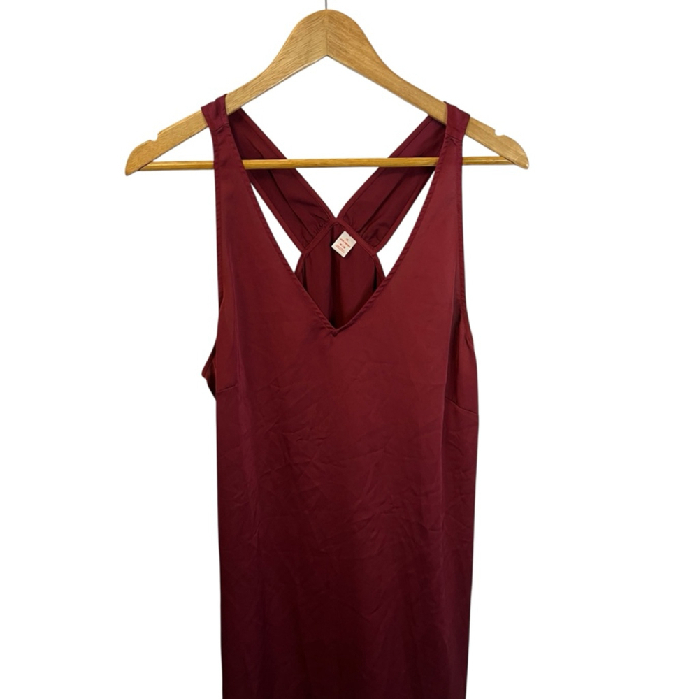 JOE FRESH Burgundy Long Side Slit Tank Sleep Slip Dress M - Picture 3 of 11